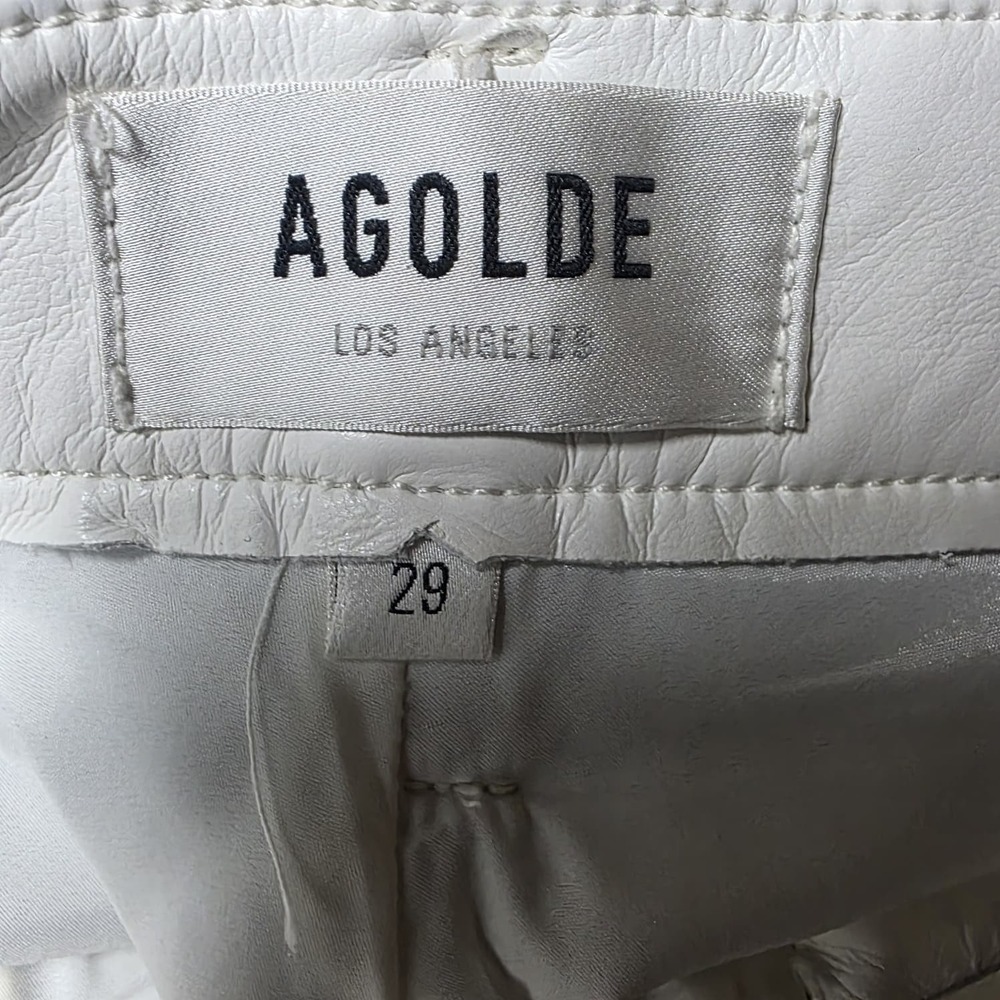 AGOLDE 90's Pinch Waist Recycled Leather Straight Leg Pants Wisp 29 - Picture 7 of 8